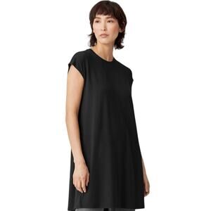 Eileen Fisher Viscose Jersey Cap Sleeve Charcoal Gray Dress XS